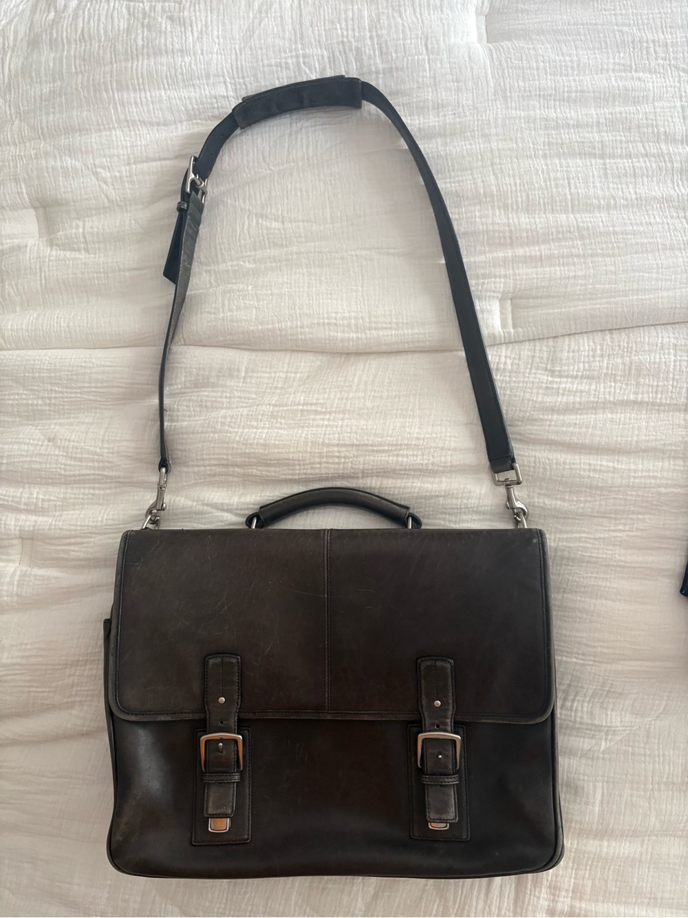 Vintage Coach Leather Briefcase Messenger Bag No. 6455 Dark Brown